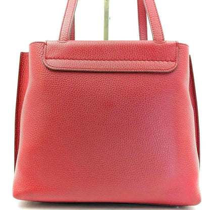 TOD'S Hand Bag Tote Purse SHOPPING PICCOLA Leather Red Authentic