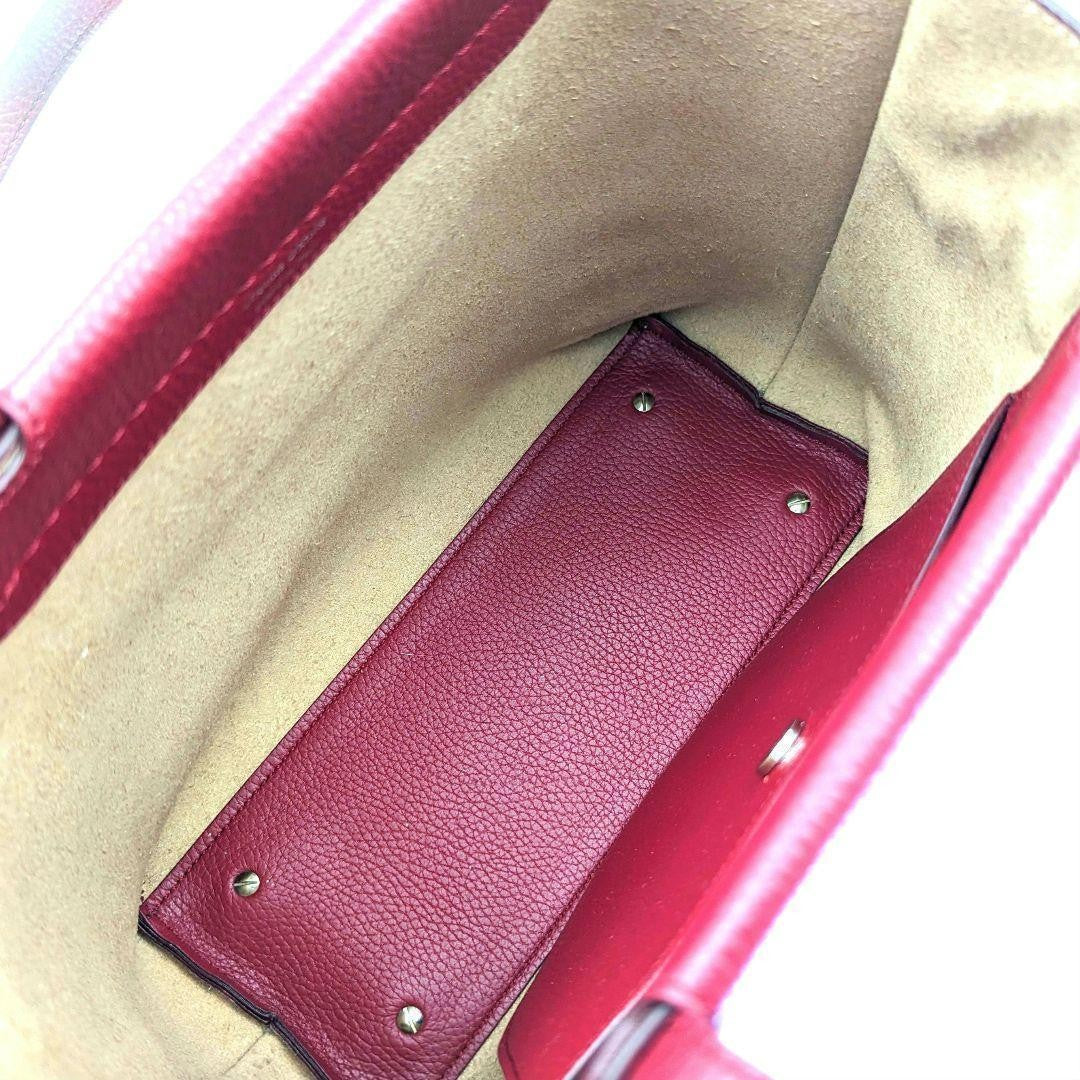 TOD'S Hand Bag Tote Purse SHOPPING PICCOLA Leather Red Authentic