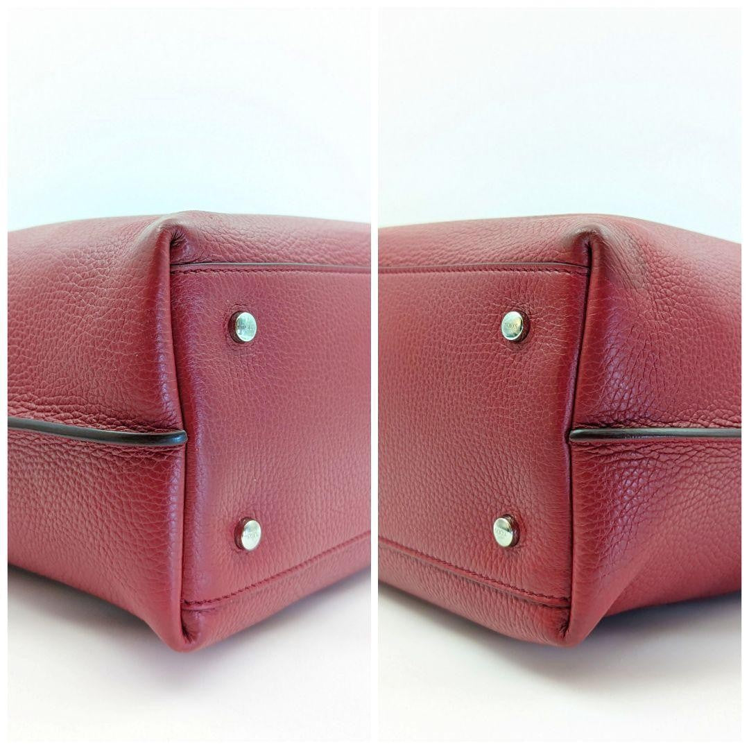 TOD'S Hand Bag Tote Purse SHOPPING PICCOLA Leather Red Authentic
