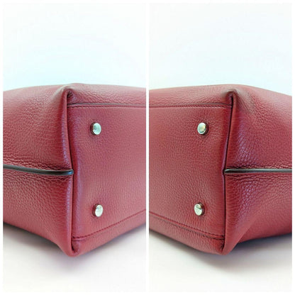TOD'S Hand Bag Tote Purse SHOPPING PICCOLA Leather Red Authentic