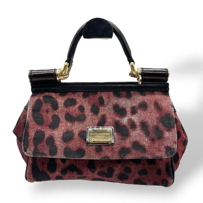 Dolce & Gabbana Hand Bag Tote Purse Leopard Red Black Authentic