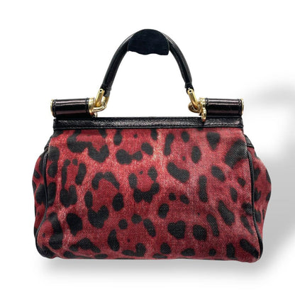 Dolce & Gabbana Hand Bag Tote Purse Leopard Red Black Authentic