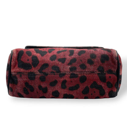 Dolce & Gabbana Hand Bag Tote Purse Leopard Red Black Authentic