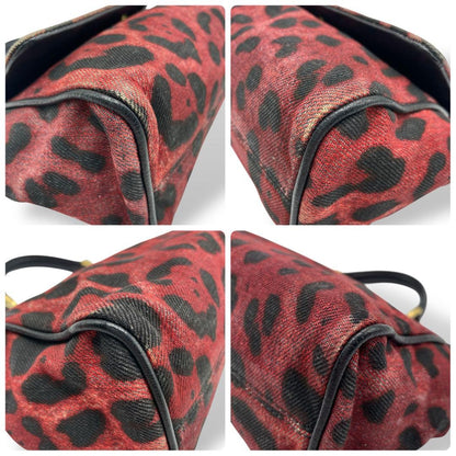 Dolce & Gabbana Hand Bag Tote Purse Leopard Red Black Authentic