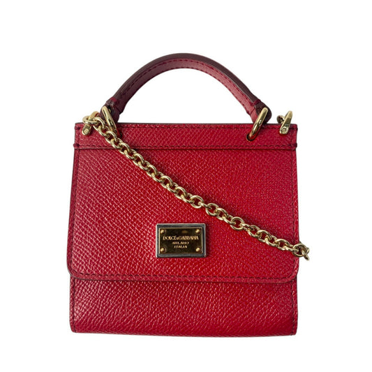 Dolce & Gabbana Mini Shoulder Bag Purse Red Gold Authentic