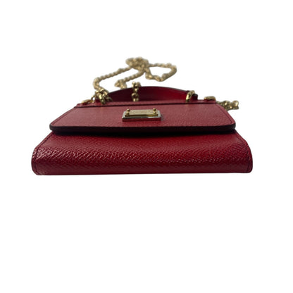 Dolce & Gabbana Mini Shoulder Bag Purse Red Gold Authentic