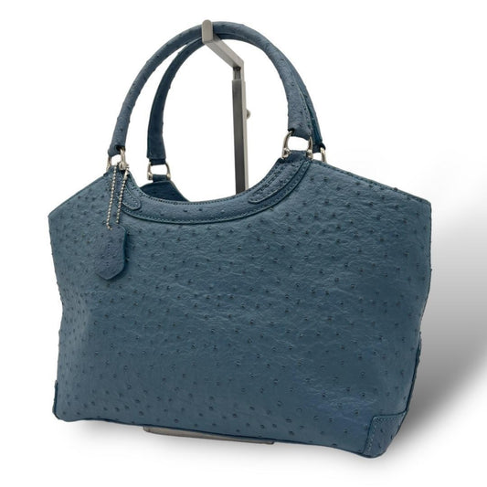 Reo Valentino Hand Bag Tote Purse Leather Blue Authentic
