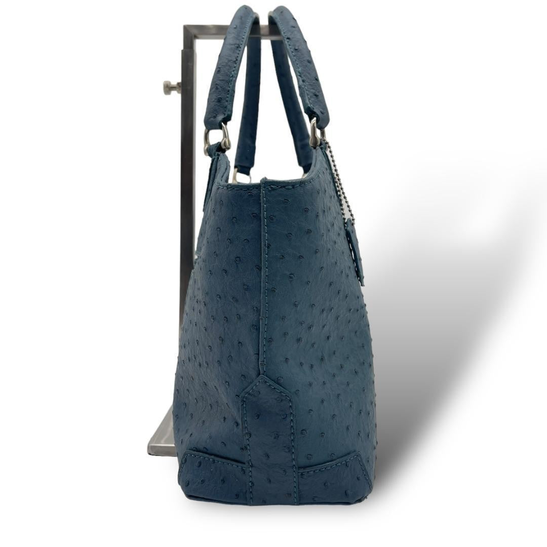 Reo Valentino Hand Bag Tote Purse Leather Blue Authentic
