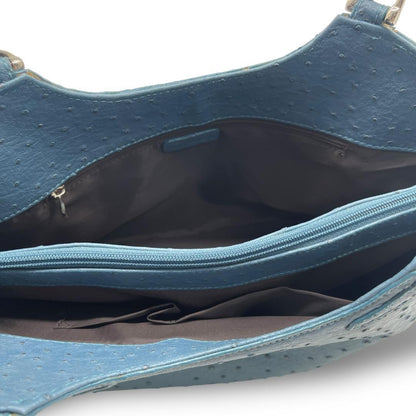 Reo Valentino Hand Bag Tote Purse Leather Blue Authentic