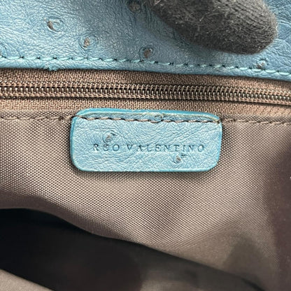 Reo Valentino Hand Bag Tote Purse Leather Blue Authentic