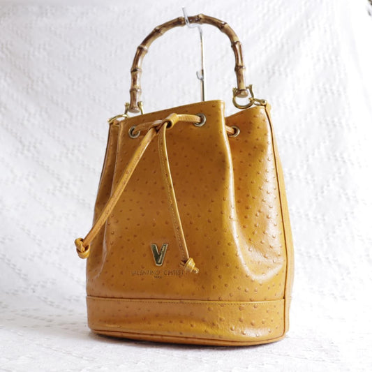 VALENTINO CHRISTY Hand Bag Tote Purse Leather Camel Brown Authentic