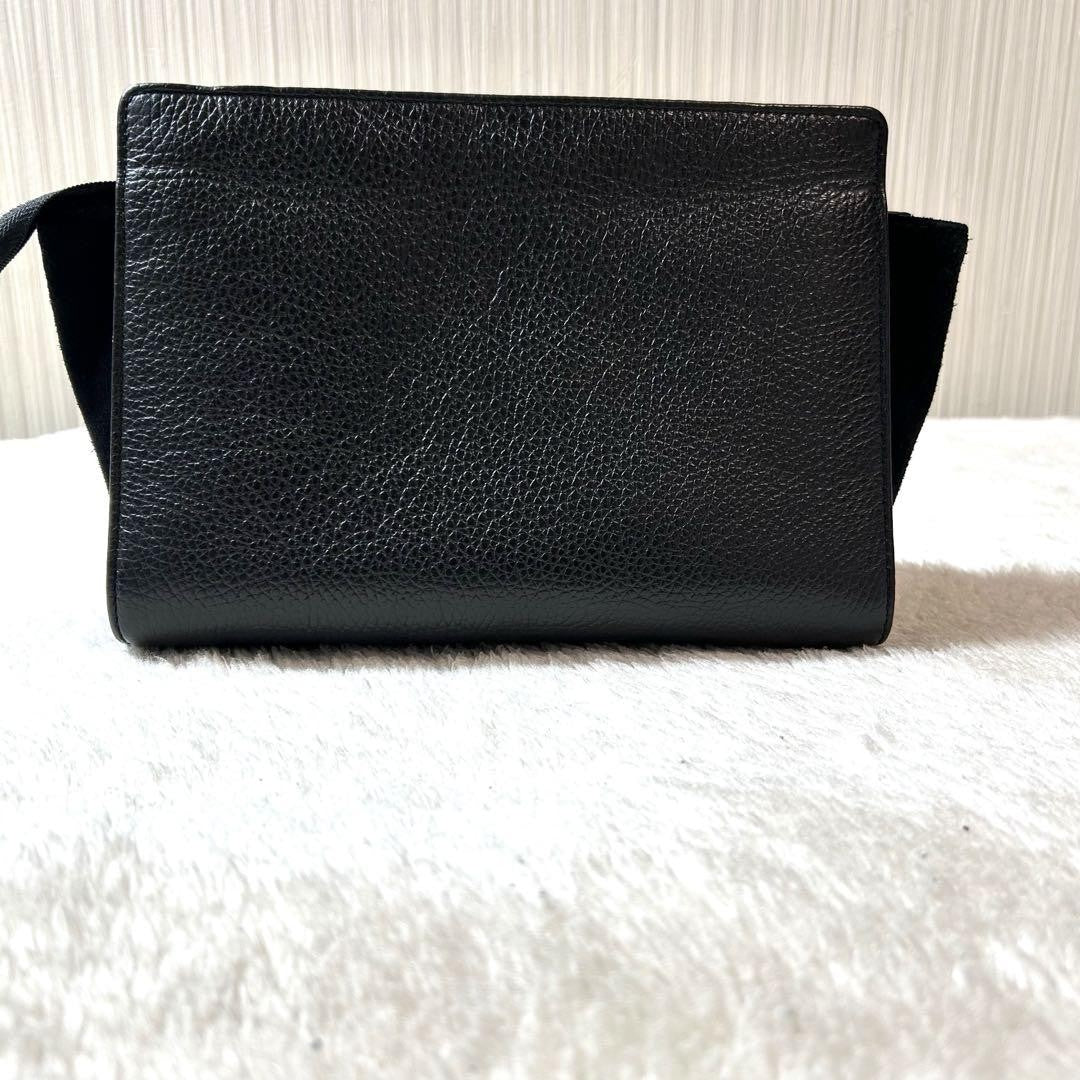 Valentino Shoulder Bag Purse Studs Leather Suede Black Authentic