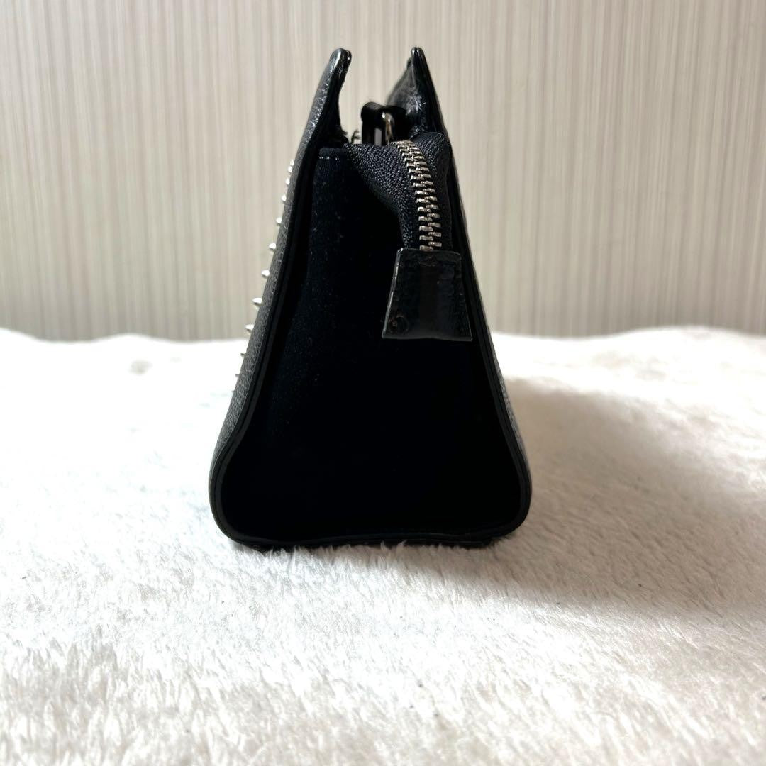 Valentino Shoulder Bag Purse Studs Leather Suede Black Authentic