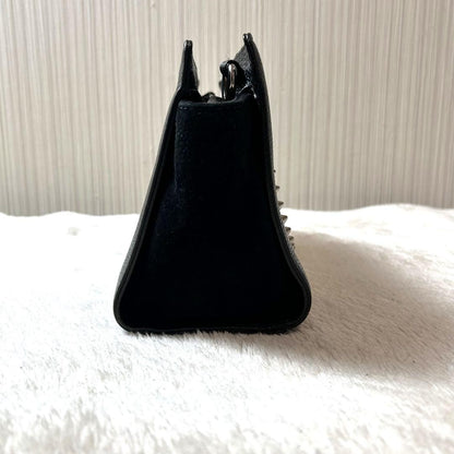 Valentino Shoulder Bag Purse Studs Leather Suede Black Authentic