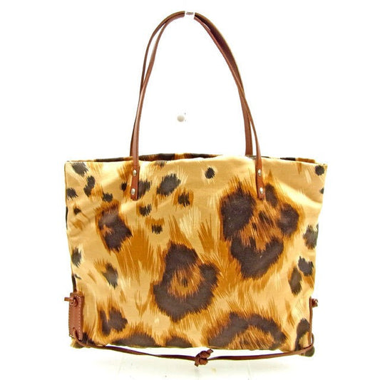 Valentino Hand Bag Tote Purse Leopard Beige Brown Authentic