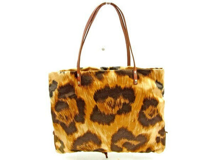 Valentino Hand Bag Tote Purse Leopard Beige Brown Authentic
