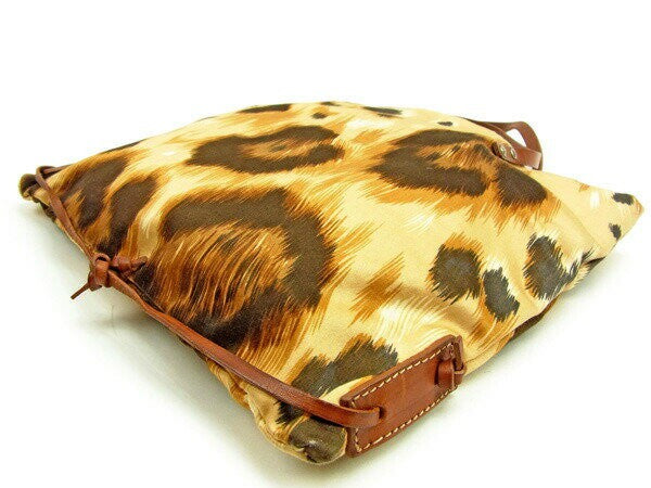Valentino Hand Bag Tote Purse Leopard Beige Brown Authentic