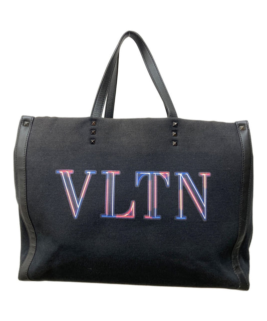 Valentino Garavani Hand Bag Tote Purse VLTN Black Authentic