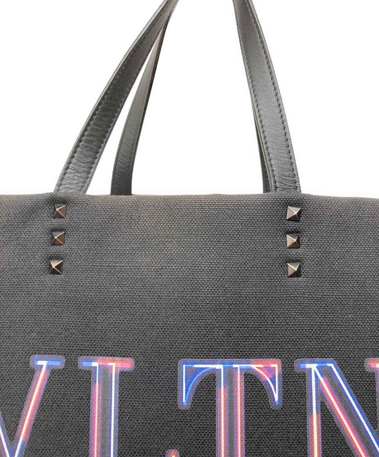 Valentino Garavani Hand Bag Tote Purse VLTN Black Authentic