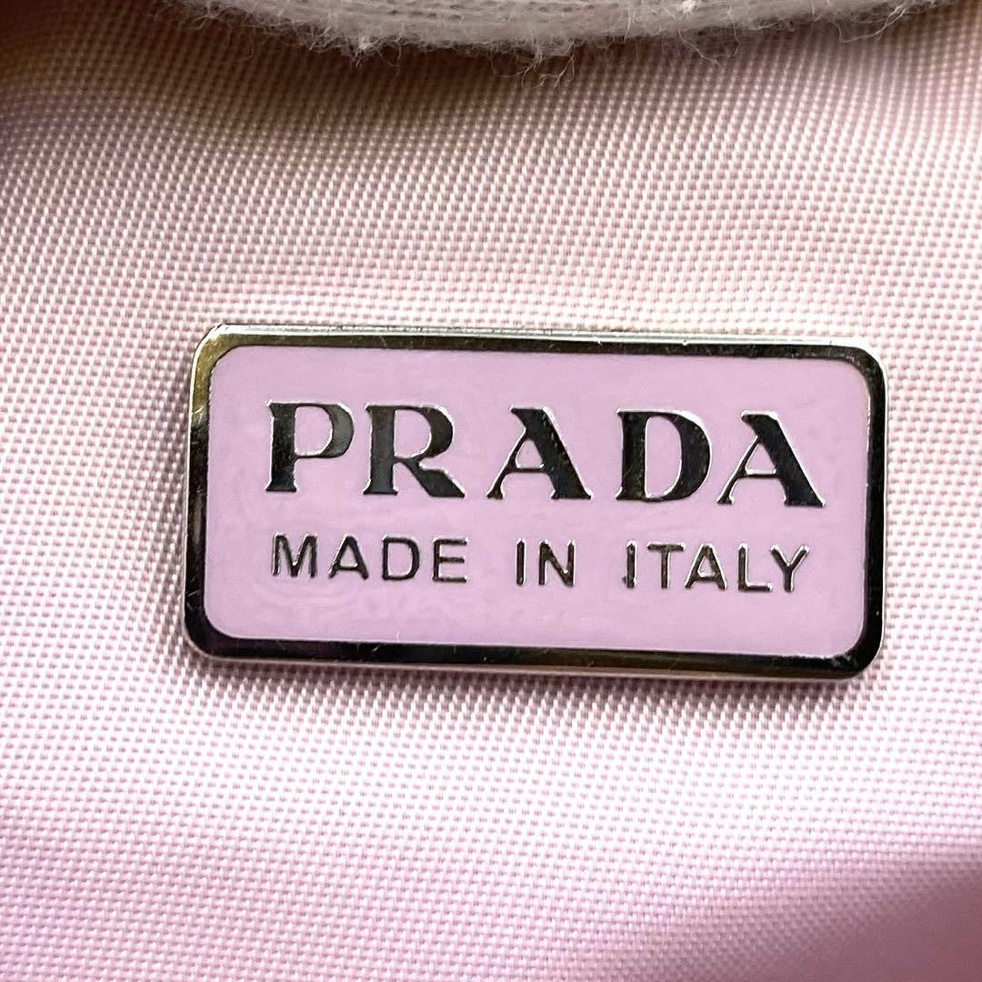 PRADA Accessory Pouch Hand Bag Tote Purse Logo Nylon Light Pink Purple Authentic