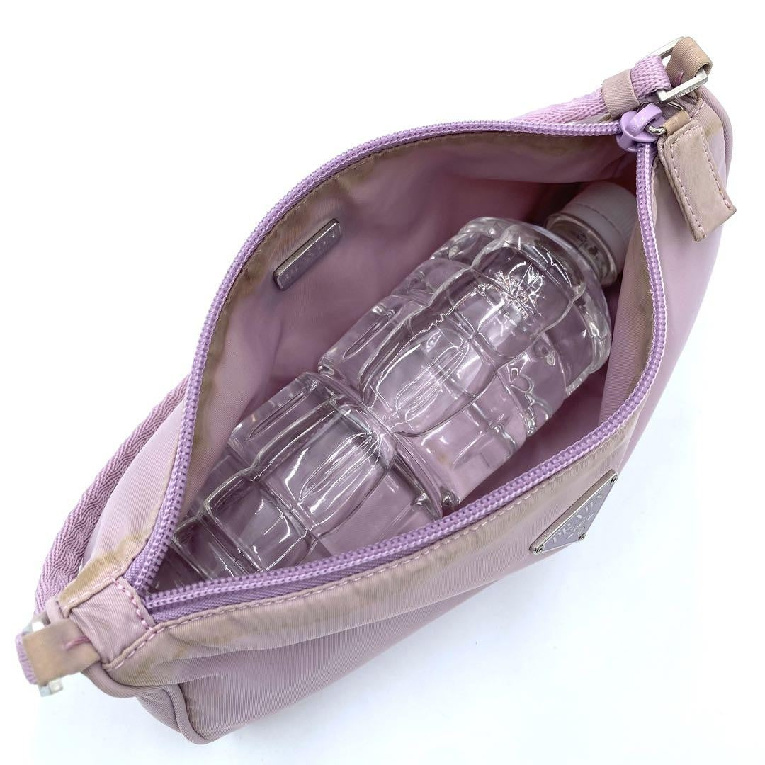 PRADA Accessory Pouch Hand Bag Tote Purse Logo Nylon Light Pink Purple Authentic