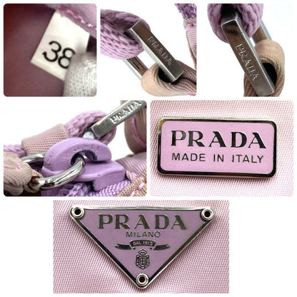 PRADA Accessory Pouch Hand Bag Tote Purse Logo Nylon Light Pink Purple Authentic