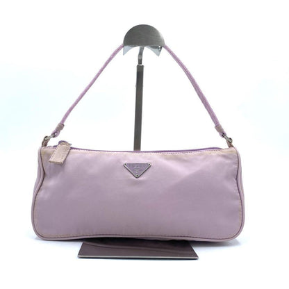 PRADA Accessory Pouch Hand Bag Tote Purse Logo Nylon Light Pink Purple Authentic