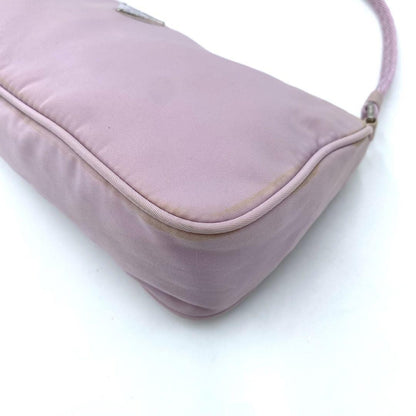 PRADA Accessory Pouch Hand Bag Tote Purse Logo Nylon Light Pink Purple Authentic