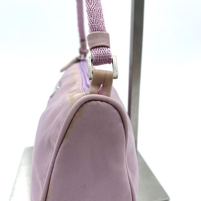 PRADA Accessory Pouch Hand Bag Tote Purse Logo Nylon Light Pink Purple Authentic