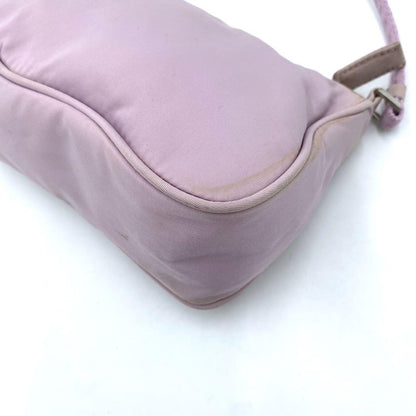 PRADA Accessory Pouch Hand Bag Tote Purse Logo Nylon Light Pink Purple Authentic