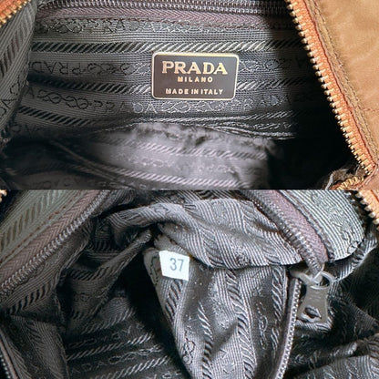 PRADA Hand Bag Tote Purse Logo Chain Nylon Authentic