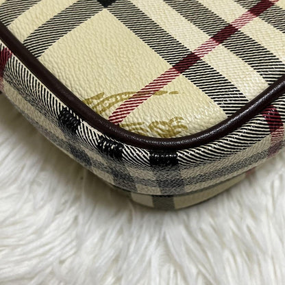 BURBERRYS Shoulder Bag Purse Nova Check PVC Leather Beige Authentic