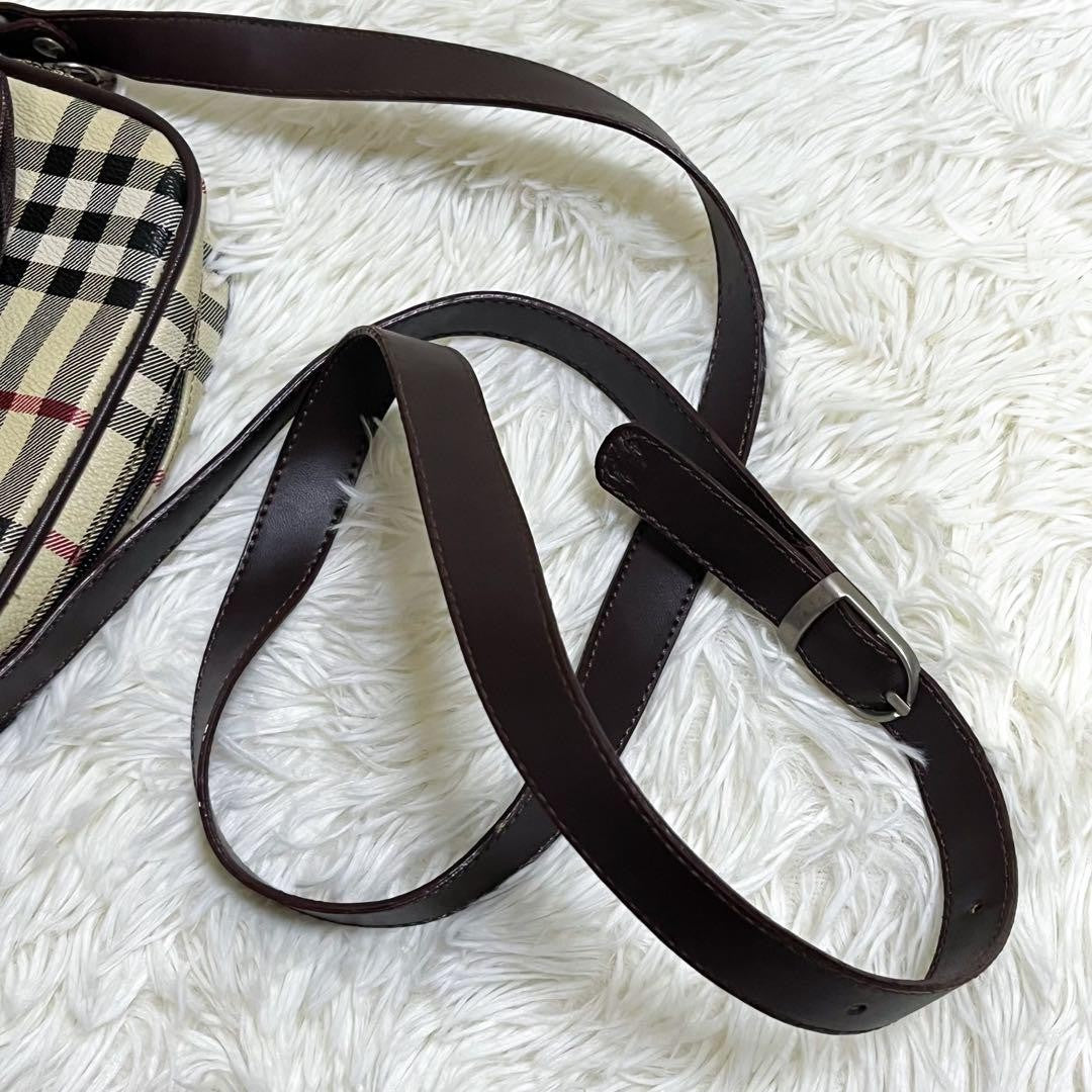 BURBERRYS Shoulder Bag Purse Nova Check PVC Leather Beige Authentic