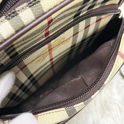 BURBERRYS Shoulder Bag Purse Nova Check PVC Leather Beige Authentic