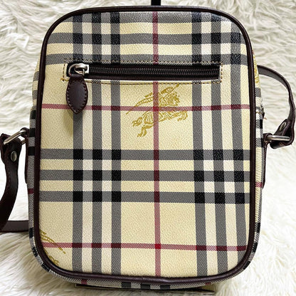 BURBERRYS Shoulder Bag Purse Nova Check PVC Leather Beige Authentic