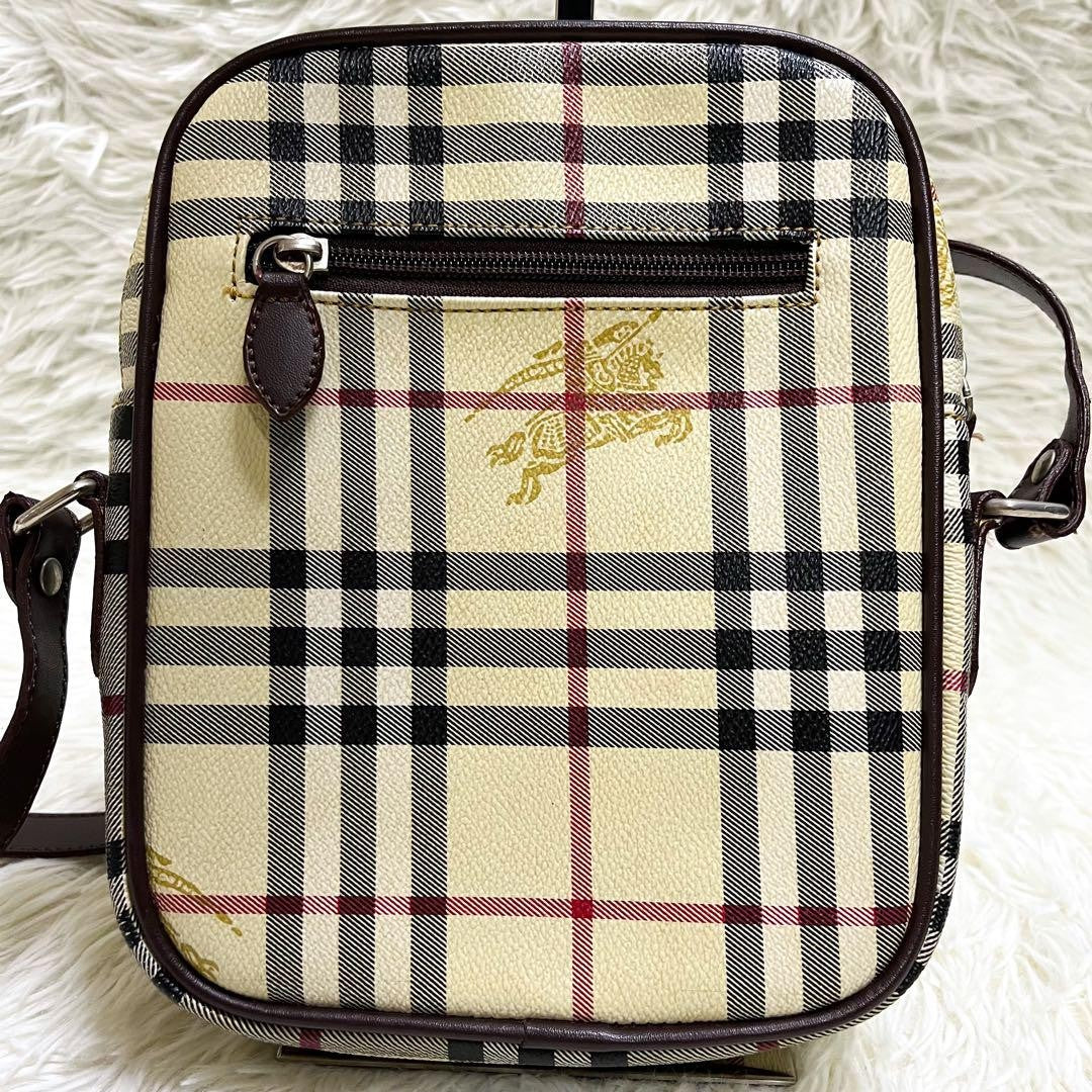 BURBERRYS Shoulder Bag Purse Nova Check PVC Leather Beige Authentic