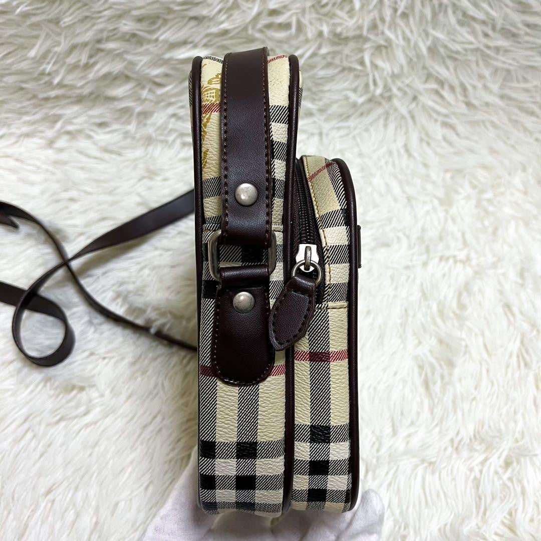 BURBERRYS Shoulder Bag Purse Nova Check PVC Leather Beige Authentic