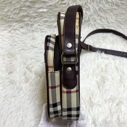 BURBERRYS Shoulder Bag Purse Nova Check PVC Leather Beige Authentic