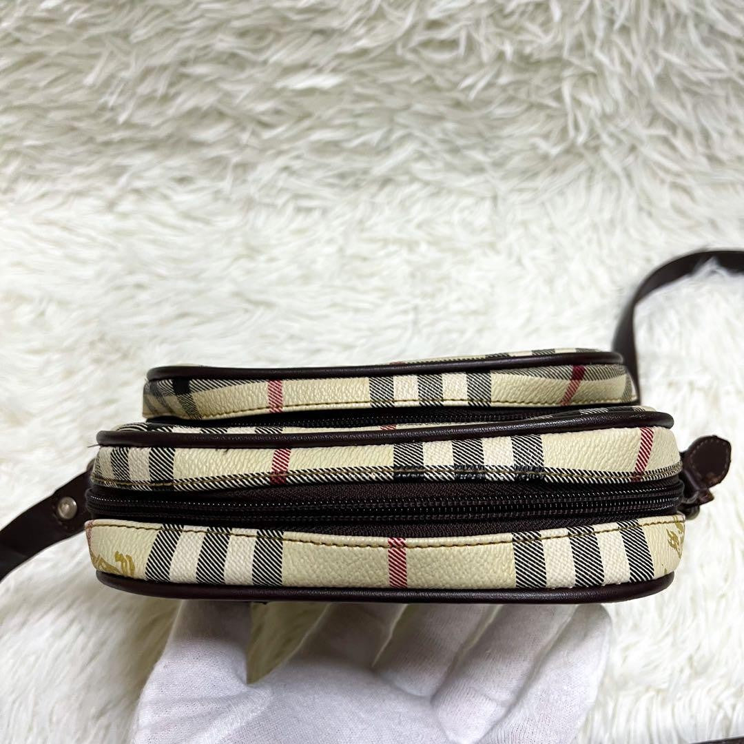 BURBERRYS Shoulder Bag Purse Nova Check PVC Leather Beige Authentic