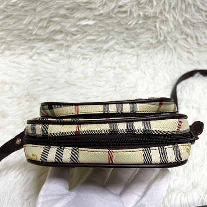 BURBERRYS Shoulder Bag Purse Nova Check PVC Leather Beige Authentic