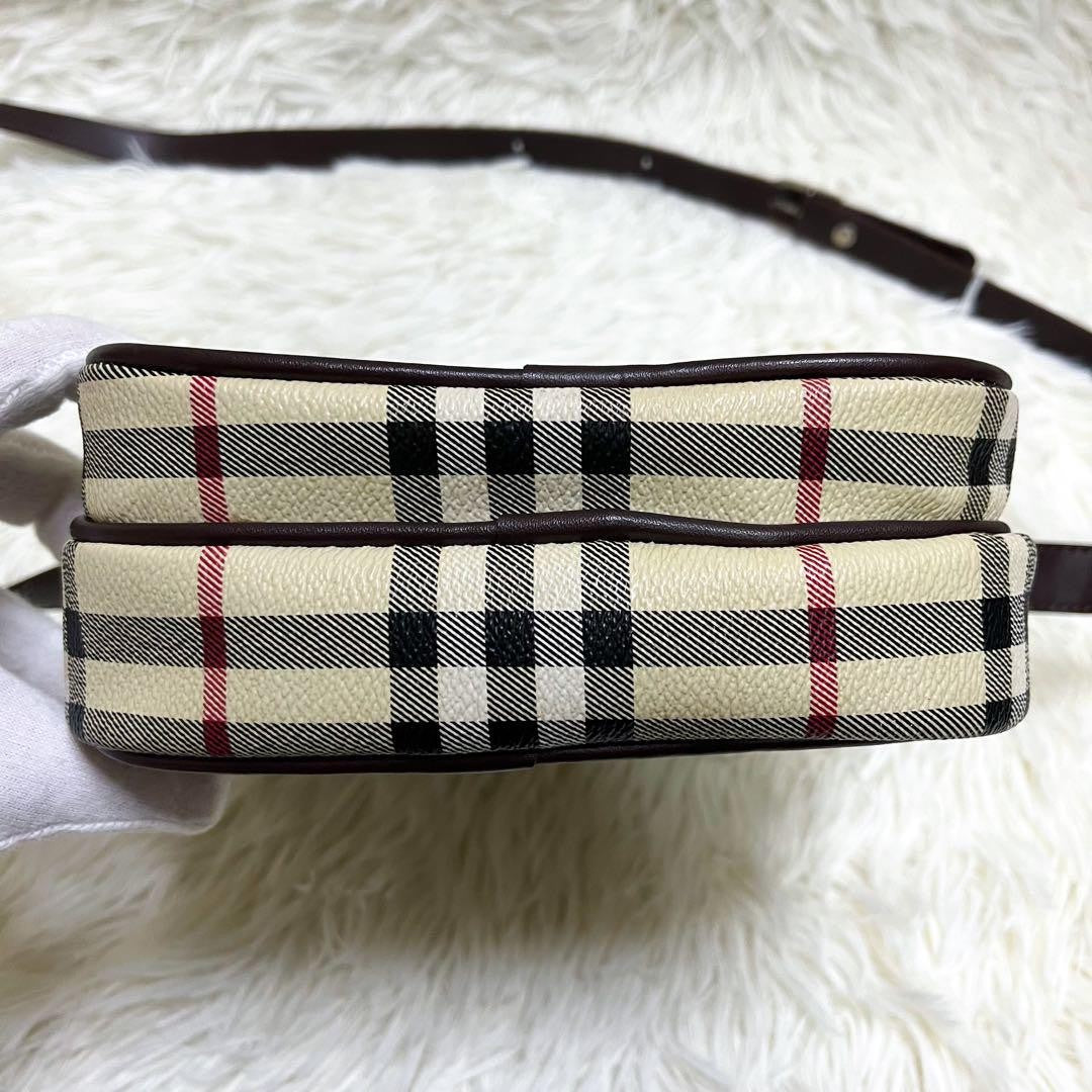 BURBERRYS Shoulder Bag Purse Nova Check PVC Leather Beige Authentic