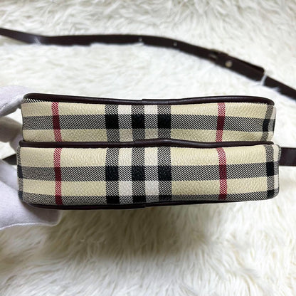 BURBERRYS Shoulder Bag Purse Nova Check PVC Leather Beige Authentic