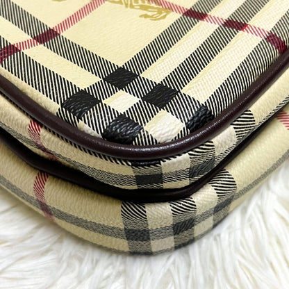 BURBERRYS Shoulder Bag Purse Nova Check PVC Leather Beige Authentic