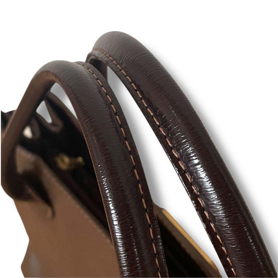 BURBERRYS Hand Bag Tote Purse Nova Check Leather Dark Brown Authentic