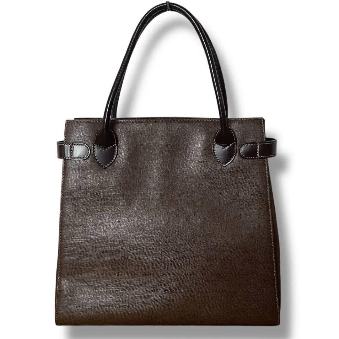 BURBERRYS Hand Bag Tote Purse Nova Check Leather Dark Brown Authentic
