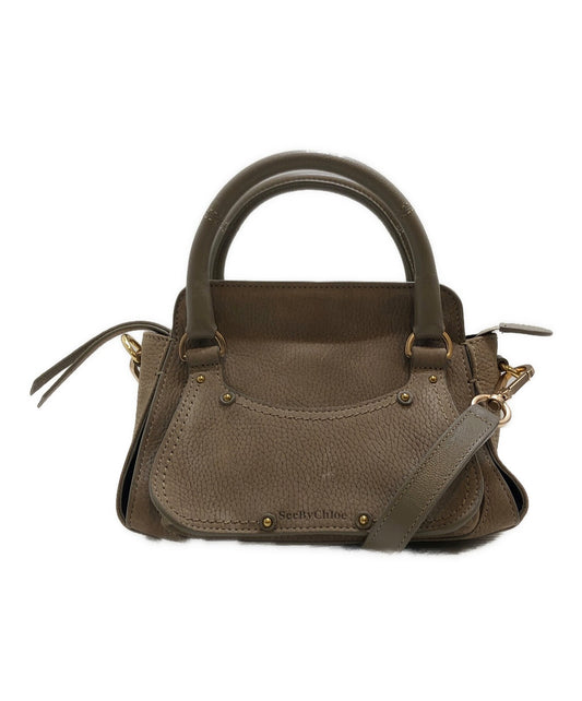 See By Chloe Hand Bag Tote Purse Susie Saddle Bag 2way Leather Gray Authentic