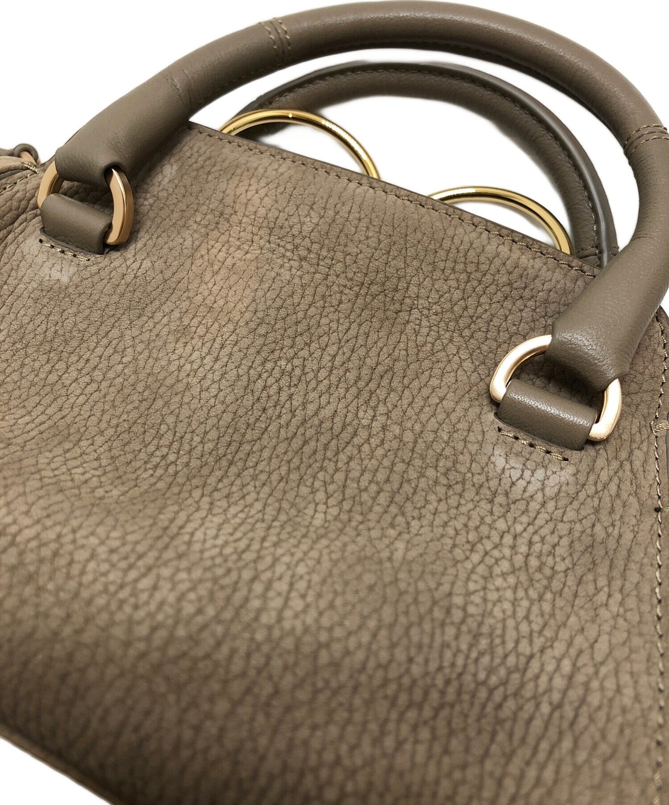 See By Chloe Hand Bag Tote Purse Susie Saddle Bag 2way Leather Gray Authentic