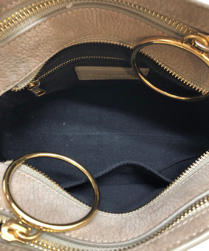 See By Chloe Hand Bag Tote Purse Susie Saddle Bag 2way Leather Gray Authentic