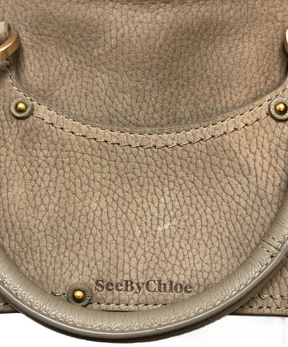 See By Chloe Hand Bag Tote Purse Susie Saddle Bag 2way Leather Gray Authentic
