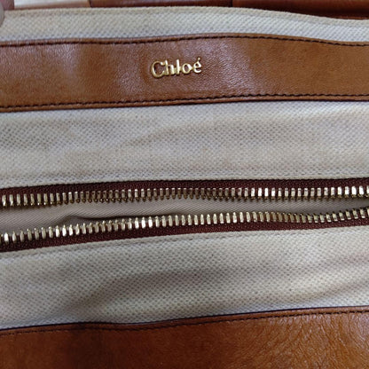 Chloe Hand Shoulder Bag Tote Purse 2way Leather Brown Authentic